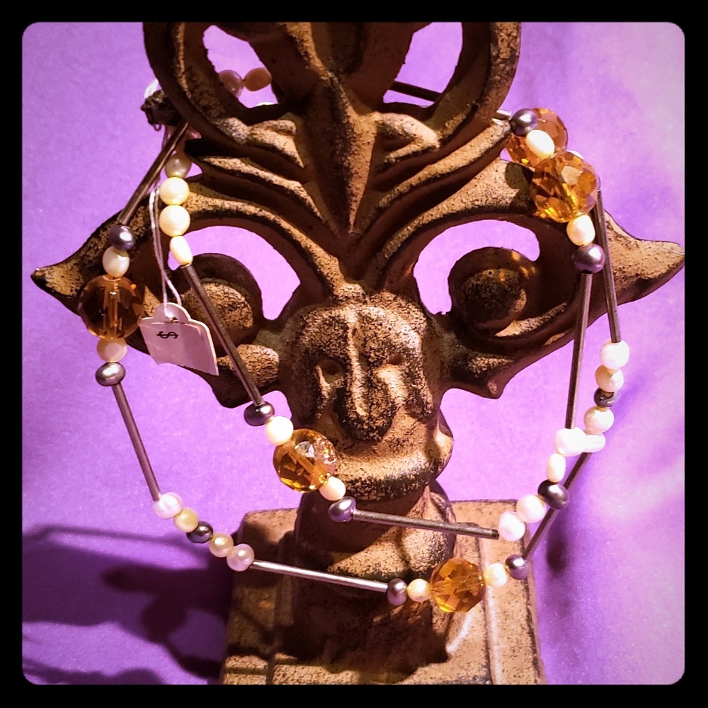 Vintage citrine & pearl necklace